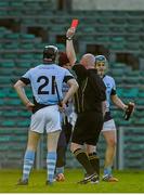 19 October 2014; Kevin Ryan, Na Piarsaigh, is shown a red card by referee Jason Mullins. Limerick County Senior Hurling Championship Final, Na Piarsaigh v Kilmallock, Gaelic Grounds, Limerick. Picture credit: Diarmuid Greene / SPORTSFILE