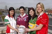 16 April 2007; Pictured at the announcement of the venues for the Semi-Finals of the Suzuki Ladies National Football League were, from left, Christina Heffernan, Mayo, Ann Marie McDonough, Galway, Grainne Ni Mhaille, Kerry, and Juliet Murphy, Cork. The Suzuki Ladies National Football League Semi-Finals take place this weekend. Sir John Rogerson's Quay, Dublin. Photo by Sportsfile
