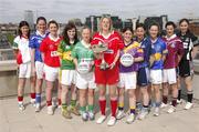 16 April 2007; Pictured at the announcement of the venues for the Semi-Finals of the Suzuki Ladies National Football League were, from left, Christina Heffernan, Mayo, Ailish Cornyn, Cavan, Roseanna Heaney, Louth, Grainne Ni Mhaille, Kerry, Edel McGovern, Fermanagh, Juliet Murphy, Cork, Martina Murray, Wexford, Denise Masterson, Dublin, Aoife O'Dwyer, Tipperary, Ann Marie McDonough, Galway, and Bernice Byrne, Sligo. The Suzuki Ladies National Football League Semi-Finals take place this weekend. Sir John Rogerson's Quay, Dublin. Photo by Sportsfile