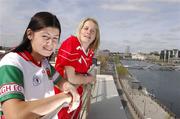 16 April 2007; Pictured at the announcement of the venues for the Semi-Finals of the Suzuki Ladies National Football League were Mayo player Christina Heffernan, left, and Cork player Juliet Murphy. The Suzuki Ladies National Football League semi-finals take place this weekend. Sir John Rogerson's Quay, Dublin. Photo by Sportsfile