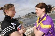 16 April 2007; Pictured at the announcement of the venues for the Semi-Finals of the Suzuki Ladies National Football League was Sligo player Bernice Byrne, left, and Wexford player Martina Murray. The Suzuki Ladies National Football League Division 2 Semi-Final match between Sligo and Wexford takes places on Saturday 21 April 2007. Sir John Rogerson's Quay, Dublin. Photo by Sportsfile