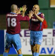 17 April 2007; Tony Grant, right, Drogheda United, celebrates after scoring his sides first goal with team-mate Paul Keegan. Setanta Cup Group 1, Drogheda United v Derry City, United Park, Drogheda, Co. Louth. Picture credit; David Maher / SPORTSFILE