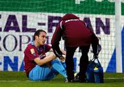 17 April 2007; Drogheda United's Aidan O'Keefe receives attention from the team physio during the game. Setanta Cup Group 1, Drogheda United v Derry City, United Park, Drogheda, Co. Louth. Picture credit; David Maher / SPORTSFILE