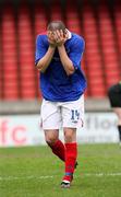 21 April 2007; Paul McAreavey, Linfield, shows his frustration after receiving a red card late in the game. Carnegie Premier League, Linfield v Glenavon, Windsor Park, Belfast, Co. Antrim. Picture credit; Oliver McVeigh / SPORTSFILE