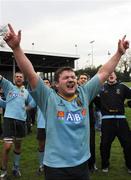 21 April 2007; UCD captain Conor Geoghan celebrates victory and survival in division one. AIB League Division One, UCD v Belfast Harlequins, Belfield Bowl, University College Dublin, Dublin. Picture credit: Ray McManus / SPORTSFILE