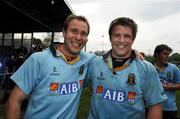 21 April 2007; UCD players Michael Hastings, left, and Sean O'Brien celebrate victory and survival in Division One. AIB League Division One, UCD v Belfast Harlequins, Belfield Bowl, University College Dublin, Dublin. Picture credit: Ray McManus / SPORTSFILE