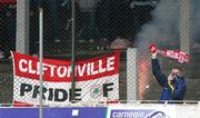 21 April 2007; A masked Cliftonville supporter waves a scarf after setting off a firework. Carnegie Premier League, Cliftonville v Glentoran, Solitude, Belfast, Co. Antrim. Picture credit; Russell Pritchard / SPORTSFILE