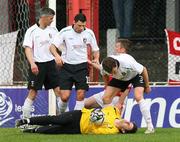 21 April 2007; Glentoran's goalkeeper Elliot Morris screams in pain after a bad save. Carnegie Premier League, Cliftonville v Glentoran, Solitude, Belfast, Co. Antrim. Picture credit; Russell Pritchard / SPORTSFILE