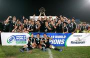 21 April 2007; The New Zealand squad celebrate with the IRB Under 19 World Trophy after victory in the final. IRB U19 World Cup Final, South Africa v New Zealand, Ravenhill Park, Belfast, Co. Antrim. Picture credit: Oliver McVeigh / SPORTSFILE
