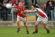 21 April 2007; Nollaig Cleary, Cork, in action against Caroline McGing, Mayo. Suzuki Ladies National Football League Division 1 Semi-Final, Cork v Mayo, Banagher, Co. Offaly. Picture credit; Matt Browne / SPORTSFILE