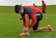 20 October 2014; Munster's Conor Murray ties his boot laces before squad training ahead of their European Rugby Champions Cup, Pool 1, Round 2, match against Saracens on Friday. University of Limerick, Limerick. Picture credit: Diarmuid Greene / SPORTSFILE