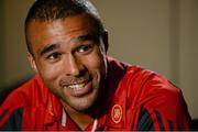 20 October 2014; Munster's Simon Zebo during a press conference ahead of their European Rugby Champions Cup, Pool 1, Round 2, match against Saracens on Friday. Castletroy Park Hotel, Limerick. Picture credit: Diarmuid Greene / SPORTSFILE