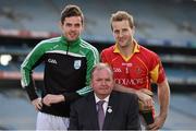 21 October 2014; The GAA is pleased to announce the staging of the second national club draw which was launched in Croke Park today. The draw, which was embraced by clubs earlier this year, will take place on February 27th, 2015 at Congress and has been organised with the intention of assisting clubs in their fundraising activities. In attendence at the launch are from left,  Donegal footballer Odhran Mac Niallais, Uachtarán Chumann Lúthchleas Gael Liam Ó Néill, and Tipperary hurler Kieran Bergin. National Club Draw launch. Croke Park, Dublin. Picture credit: Barry Cregg / SPORTSFILE