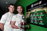 21 October 2014; Patrick Hoban, left, and Richie Towell, Dundalk FC, in attendance at a PFAI Player of the Year Awards 2014 Nominees Announcement. PFAI Offices, National Sports Campus, Abbotstown, Dublin. Picture credit: Barry Cregg / SPORTSFILE