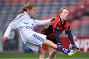 23 October 2014; Lauren Kearney, Bishop Galvin NS, Templeogue, in action against Hannah Byrne, St Colmcille's SNS, Knocklyon, left, during the Austin Finn Shield final. Allianz Cumann na mBunscol Finals, Croke Park, Dublin. Picture credit: Pat Murphy / SPORTSFILE