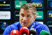24 October 2014; Leinster's Jamie Heaslip during a press conference ahead of their European Rugby Champions Cup, Pool 2, Round 2, match against Castres on Sunday. Leinster Rugby Press Conference, Leinster Rugby HQ, Belfield, Dublin. Picture credit: Pat Murphy / SPORTSFILE