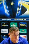 24 October 2014; Leinster's Jamie Heaslip during a press conference ahead of their European Rugby Champions Cup, Pool 2, Round 2, match against Castres on Sunday. Leinster Rugby Press Conference, Leinster Rugby HQ, Belfield, Dublin. Picture credit: Pat Murphy / SPORTSFILE