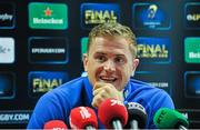 24 October 2014; Leinster's Jamie Heaslip during a press conference ahead of their European Rugby Champions Cup, Pool 2, Round 2, match against Castres on Sunday. Leinster Rugby Press Conference, Leinster Rugby HQ, Belfield, Dublin. Picture credit: Marcus Roche / SPORTSFILE