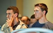 24 October 2014; Niall McNamee, left, Offaly, and Seamus Hickey, Limerick, in attendance at a Gaelic Players Association Annual General Meeting 2014. Gibson Hotel, Dublin. Picture credit: Brendan Moran / SPORTSFILE