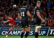 24 October 2014; Ian Keatley, Munster, kicks a penalty to open the scoring after 27 minutes. European Rugby Champions Cup 2014/15, Pool 1, Round 2, Munster v Saracens, Thomond Park, Limerick. Pictuer credit: Diarmuid Greene / SPORTSFILE