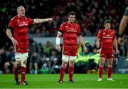 24 October 2014; Munster's Paul O'Connell, Peter O'Mahony and Ian Keatley face down the Saracens advance. European Rugby Champions Cup 2014/15, Pool 1, Round 2, Munster v Saracens, Thomond Park, Limerick. Pictuer credit: Diarmuid Greene / SPORTSFILE