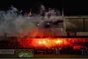 24 October 2014; Dundalk supporters light a flare ahead of the game. SSE Airtricity League Premier Division, Dundalk v Cork City, Oriel Park, Dundalk, Co. Louth. Picture credit: Ramsey Cardy / SPORTSFILE