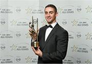 24 October 2014; Dublin footballer James McCarthy with his 2014 GAA GPA All-Star award at the 2014 GAA GPA All-Star Awards, sponsored by Opel. Convention Centre, Dublin. Photo by Sportsfile