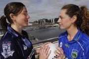 16 April 2007; Pictured at the announcement of the venues for the Semi-Finals of the Suzuki Ladies National Football League was Dublin player Denise Masterson, left, and Tipperary player Aoife O'Dwyer. The Suzuki Ladies National Football League Division 2 Semi-Final match between Dublin and Tipperary on takes place on Sunday 22 April 2007. Sir John Rogerson's Quay, Dublin. Photo by Sportsfile