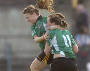 19 April 2007; Olivia Hennebry, Ard Scoil nDeise, Dungarvan, Waterford, celebrates with team-mate Bronagh O'Donovan, right, after scoring her side's second goal. Pat The Baker Post Primary Schools All-Ireland Senior C Finals, St Josephs, Castlebar, Mayo v Ard Scoil nDeise, Dungarvan, Waterford, Cusack Park, Ennis, Co. Clare. Picture credit: Pat Murphy / SPORTSFILE