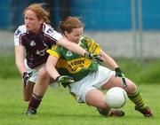 22 April 2007; Patrice Dennehy, Kerry, in action against Sarah Noone, Galway. Suzuki Ladies National Football League, Division 1 Semi-Final, Galway v Kerry, Tuam Stadium, Tuam, Co. Galway. Picture credit: Ray Ryan / SPORTSFILE