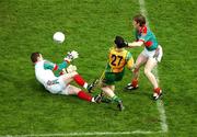 22 April 2007; Mayo goalkeeper David Clarke, supported by Liam O'Malley, stops a shot from Donegal's Brendan Devaney. Allianz National Football League, Division 1, Final, Mayo v Donegal, Croke Park, Co. Dublin. Picture credit: Ray McManus / SPORTSFILE