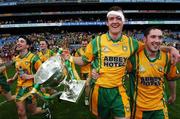 22 April 2007;  Donegal captain Neil Gallagher holds the cup as he celebrates with team-mate Brendan Devenney, right, at the end of the game. Allianz National Football League, Division 1 Final, Mayo v Donegal, Croke Park, Dublin. Picture credit: David Maher / SPORTSFILE