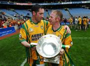 22 April 2007; Donegal players Brendan Devenney, left, and Brian Roper celebrate with the cup at the end of the game. Allianz National Football League, Division 1 Final, Mayo v Donegal, Croke Park, Dublin. Picture credit: David Maher / SPORTSFILE