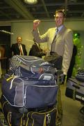 24 April 2007; Ireland's Boyd Rankin shows his delight on the teams return from the ICC 2007 Cricket World Cup. Dublin Airport, Dublin. Picture credit: Pat Murphy / SPORTSFILE