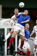 24 April 2007; Michael Gault, Linfield, in action against Andy Kilmartin, Lisburn Distillery. JJB Sports Irish Cup Semi-Final, Linfield v Lisburn Distillery, The Oval, Belfast, Co. Antrim. Picture credit: Oliver McVeigh / SPORTSFILE