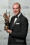 24 October 2014; Donegal footballer Neil Gallagher with his 2014 GAA GPA All-Star award at the 2014 GAA GPA All-Star Awards, sponsored by Opel. Convention Centre, Dublin. Photo by Sportsfile