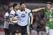 24 October 2014; Richie Towell, Dundalk, appeals a decision with the linesman. SSE Airtricity League Premier Division, Dundalk v Cork City, Oriel Park, Dundalk, Co. Louth. Picture credit: Ramsey Cardy / SPORTSFILE