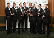 24 October 2014; Tipperary hurlers, from left, Shane McGrath, Padraic Maher, Brendan Maher, Seamus Callanan, Darren Gleeson, Patrick Maher, John O'Dwyer and Young Player of the Year Cathal Barrett with their 2014 GAA GPA All-Star awards at the 2014 GAA GPA All-Star Awards, sponsored by Opel. Convention Centre, Dublin. Photo by Sportsfile