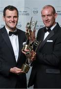 24 October 2014; Donegal footballers Michael Murphy, left, and Neil Gallagher with their 2014 GAA GPA All-Star awards at the 2014 GAA GPA All-Star Awards, sponsored by Opel. Convention Centre, Dublin. Photo by Sportsfile