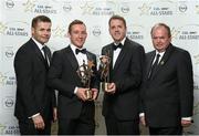 24 October 2014; Kilkenny hurler Richie Hogan is presented with his 2014 GAA GPA All-Star and Hurler of the Year awards by Uachtarán Chumann Lúthchleas Gael Liam Ó Néill, Dessie Farrell, Chief Executive of the Gaelic Players Association, and Dave Sheeran, Managing Director of Opel Ireland. GAA GPA All-Star Awards 2014 Sponsored by Opel. Convention Centre, Dublin. Picture credit: Brendan Moran / SPORTSFILE