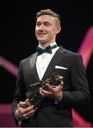 24 October 2014; Kerry's James O'Donoghue with his Footballer of the Year award during the 2014 GAA GPA All-Star Awards, sponsored by Opel. Convention Centre, Dublin. Picture credit: Brendan Moran / SPORTSFILE