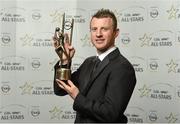 24 October 2014; Mayo footballer Colm Boyle with his 2014 GAA GPA All-Star award at the 2014 GAA GPA All-Star Awards, sponsored by Opel. Convention Centre, Dublin. Photo by Sportsfile