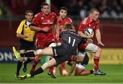 24 October 2014; Andrew Conway, Munster, is tackled by David Strettle, Saracens. European Rugby Champions Cup 2014/15, Pool 1, Round 2, Munster v Saracens, Thomond Park, Limerick. Pictuer credit: Matt Browne / SPORTSFILE