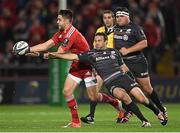 24 October 2014; Conor Murray, Munster, and Neil de Kock, Saracens, compete for a loose ball. European Rugby Champions Cup 2014/15, Pool 1, Round 2, Munster v Saracens, Thomond Park, Limerick. Pictuer credit: Matt Browne / SPORTSFILE