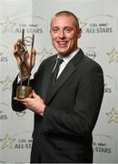 24 October 2014; Kerry footballer Kieran Donaghy with his 2014 GAA GPA All-Star award at the 2014 GAA GPA All-Star Awards, sponsored by Opel. Convention Centre, Dublin. Photo by Sportsfile