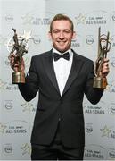 24 October 2014; Kilkenny hurler Richie Hogan with his 2014 GAA GPA All-Star award and Hurler of the Year award at the 2014 GAA GPA All-Star Awards, sponsored by Opel. Convention Centre, Dublin. Photo by Sportsfile