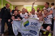 24 October 2014; Dundalk players celebrate winning the league after the game. SSE Airtricity League Premier Division, Dundalk v Cork City, Oriel Park, Dundalk, Co. Louth. Picture credit: David Maher / SPORTSFILE