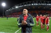 24 October 2014; Munster's Simon Zebo applauds supporters after the game. European Rugby Champions Cup 2014/15, Pool 1, Round 2, Munster v Saracens. Thomond Park, Limerick. Picture credit: Diarmuid Greene / SPORTSFILE