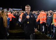 24 October 2014; Dundalk manager Stephen Kenny celebrates after the game. SSE Airtricity League Premier Division, Dundalk v Cork City, Oriel Park, Dundalk, Co. Louth. Picture credit: Ramsey Cardy / SPORTSFILE