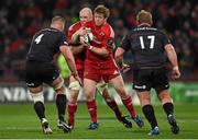 24 October 2014; Stephen Archer, Munster, supported by team-mate Paul O'Connell, in action against George Kruis, left, and Rhys Gill, Saracens. European Rugby Champions Cup 2014/15, Pool 1, Round 2, Munster v Saracens. Thomond Park, Limerick. Picture credit: Diarmuid Greene / SPORTSFILE